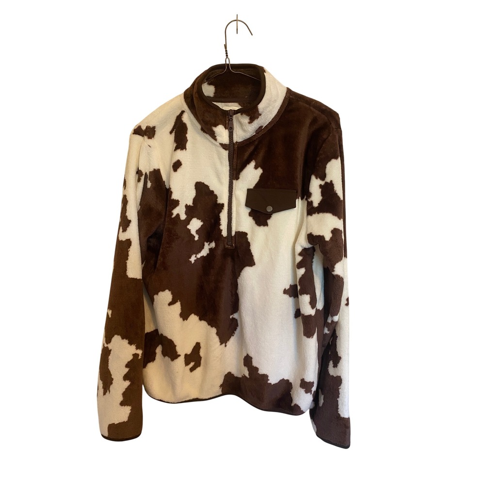 Wallflower Sweater Womens Large Cow Print Quarter Zip Lifestyle Streetwear